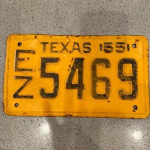 Vintage car truck tags license plates Texas 1955